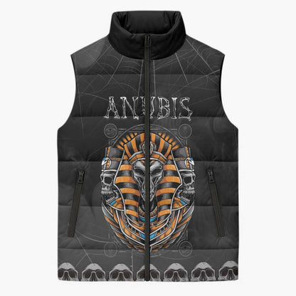 Personalized Halloween Egypt Sleeveless Puffer Jacket Skull Anubis