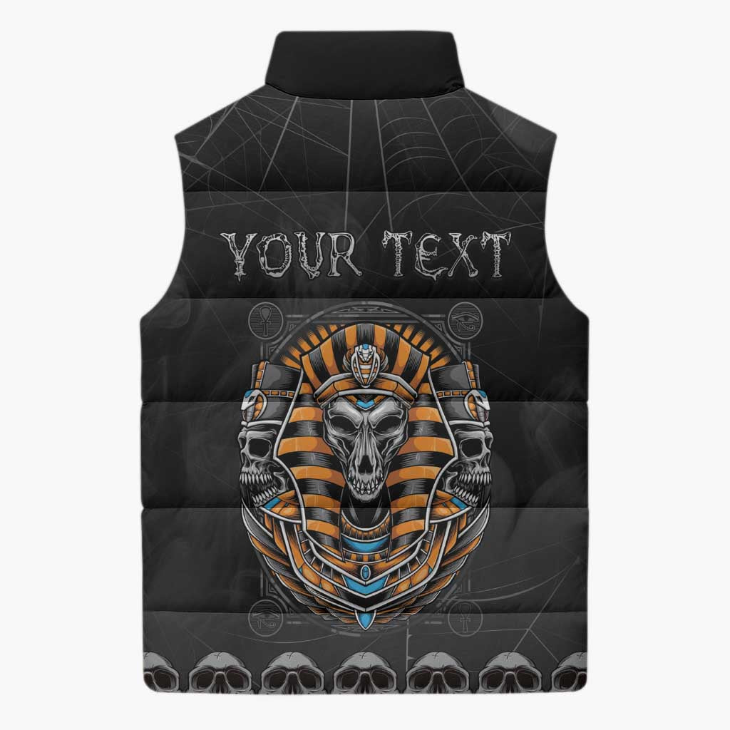 Personalized Halloween Egypt Sleeveless Puffer Jacket Skull Anubis