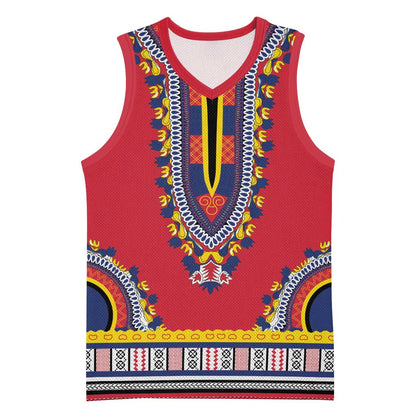 Personalized Liberia Red Dashiki Basketball Jersey LT15