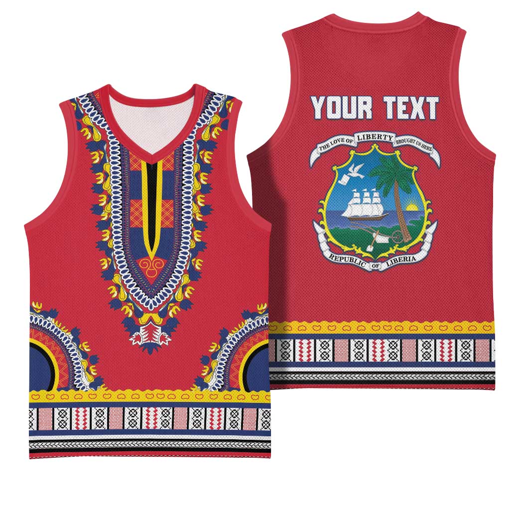 Personalized Liberia Red Dashiki Basketball Jersey LT15