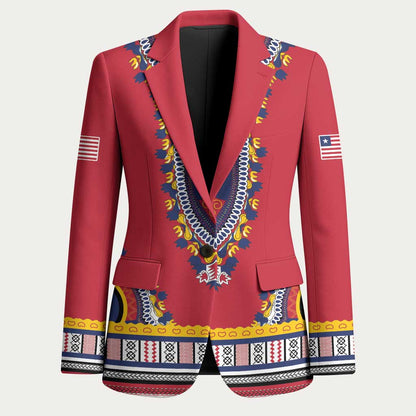 Personalized Liberia Dashiki Blazer Red Color