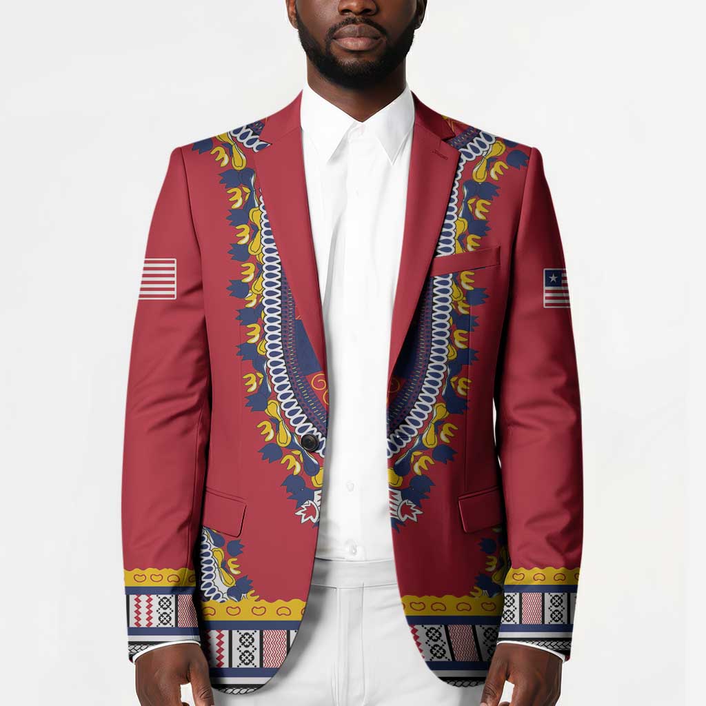 Personalized Liberia Dashiki Blazer Red Color