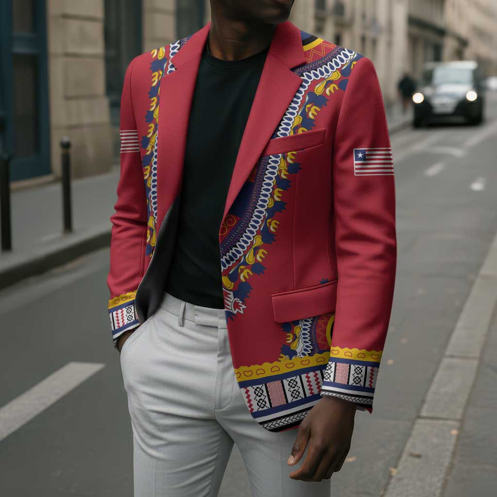Personalized Liberia Dashiki Blazer Red Color