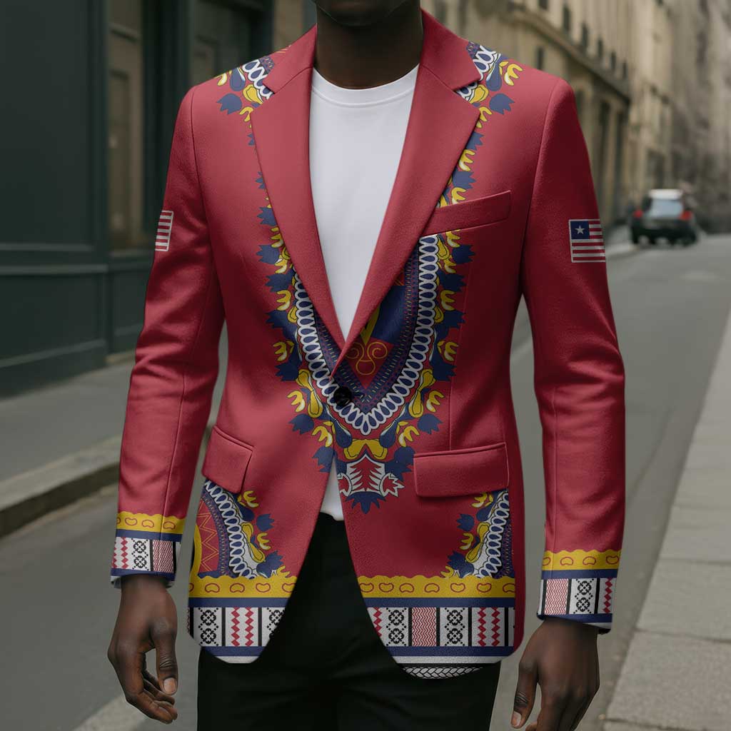 Personalized Liberia Dashiki Blazer Red Color