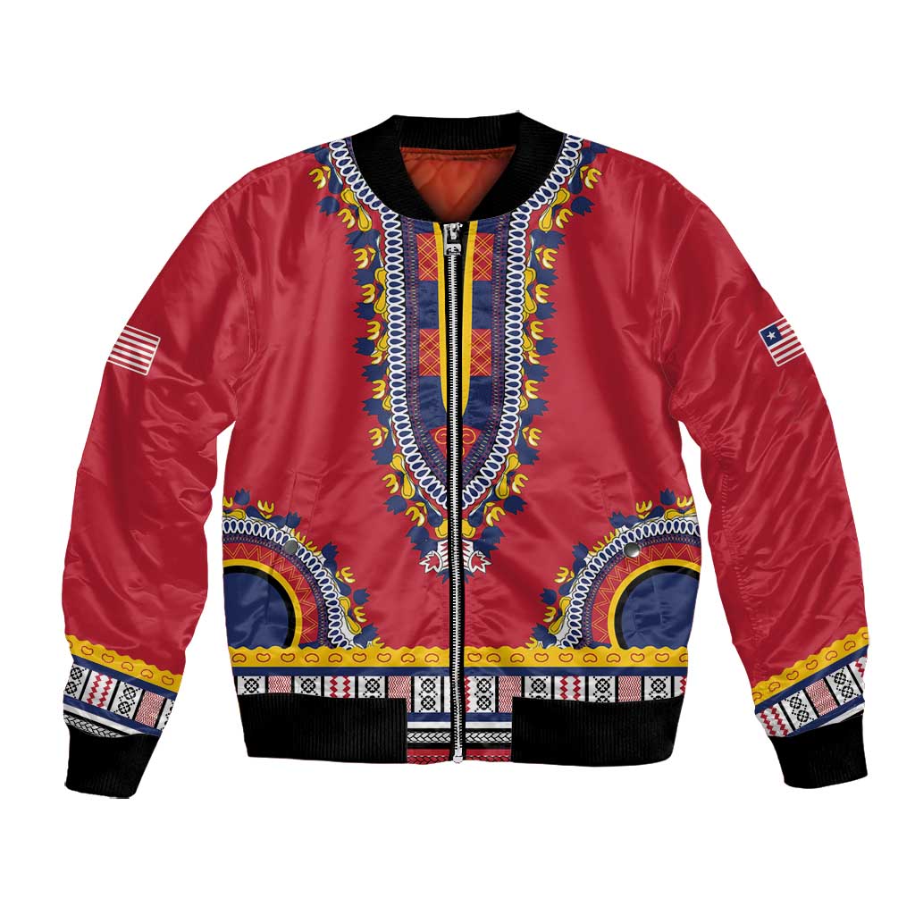 Personalized Liberia Red Dashiki Bomber Jacket - African Pride