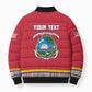 Personalized Liberia Dashiki Bomber Puffer Jacket Red Color