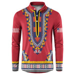 Personalized Liberia Dashiki Button Sweatshirt Red Color