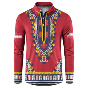 Personalized Liberia Dashiki Button Sweatshirt Red Color
