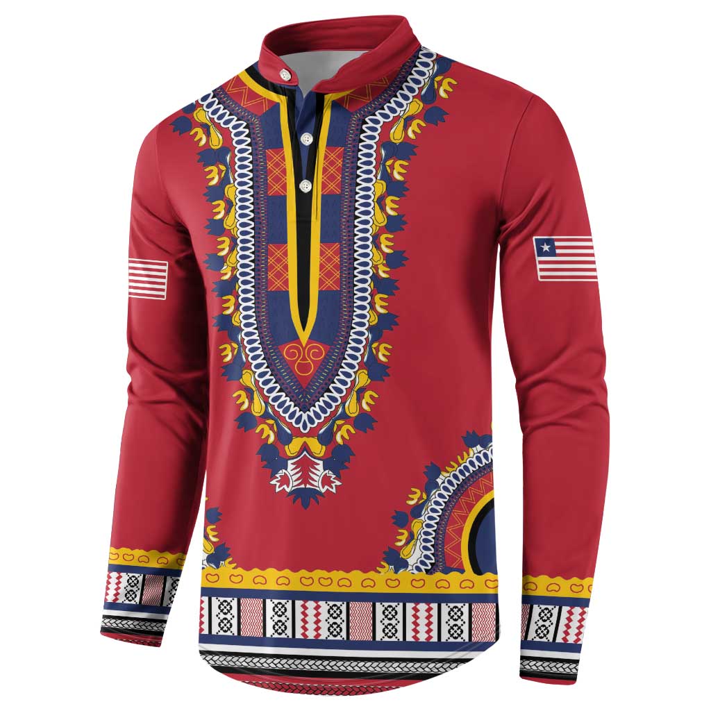 Personalized Liberia Dashiki Button Sweatshirt Red Color