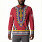 Personalized Liberia Dashiki Button Sweatshirt Red Color