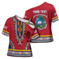 Personalized Liberia Dashiki Cross Shoulder Shirt Red Color