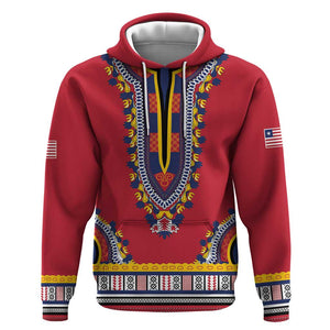 Personalized Liberia Red Dashiki Hoodie - African Pride