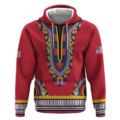Personalized Liberia Red Dashiki Hoodie - African Pride