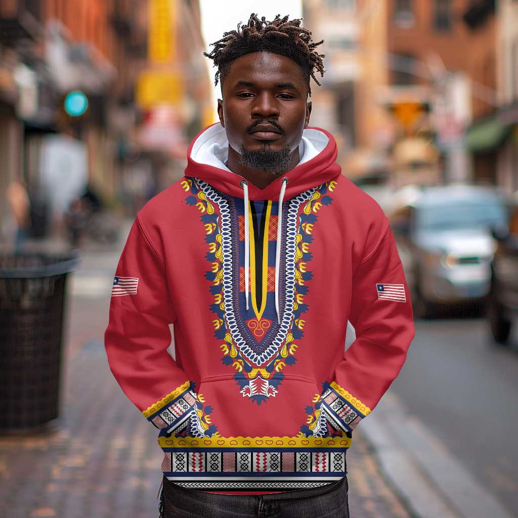 Personalized Liberia Red Dashiki Hoodie - African Pride