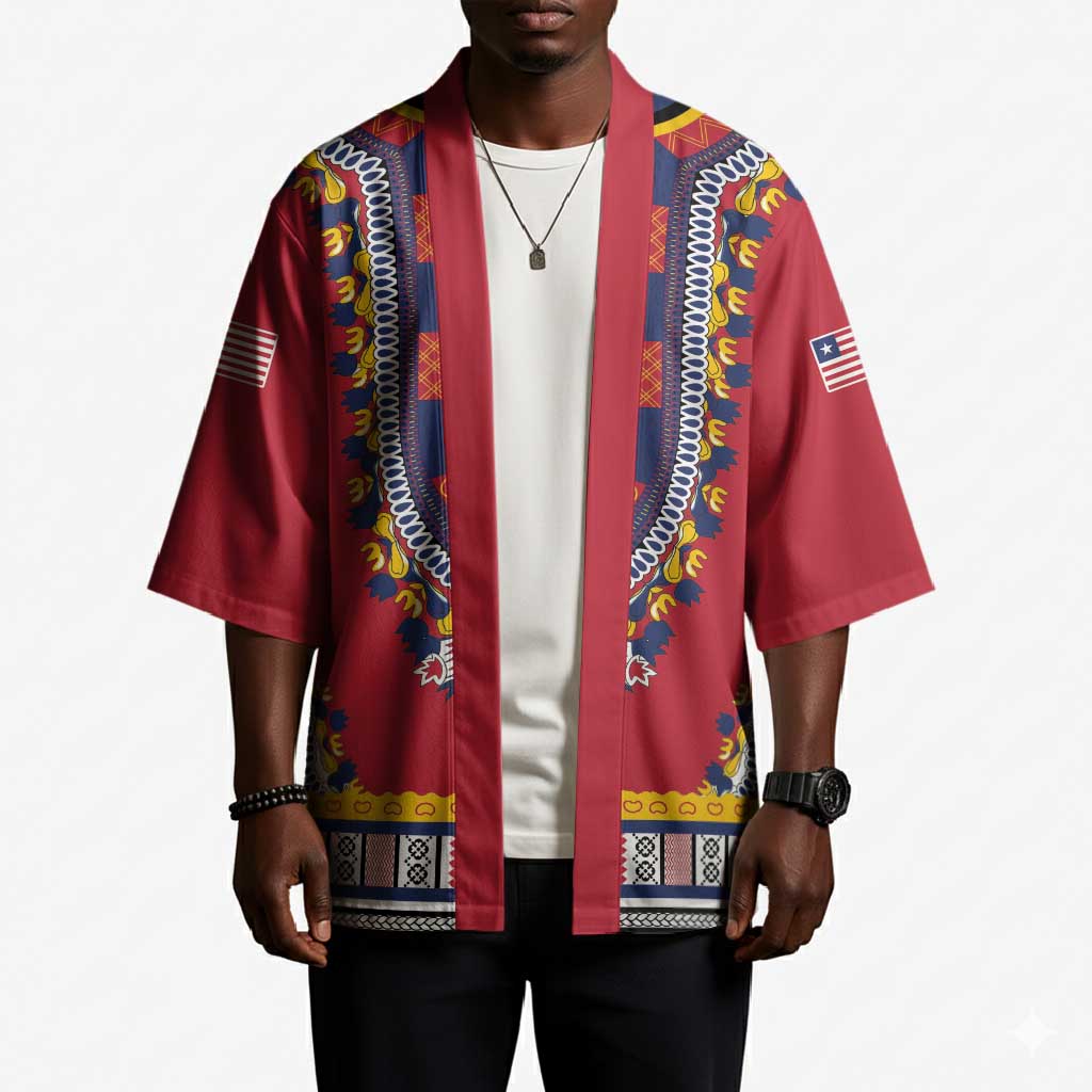 Personalized Liberia Dashiki Kimono Red Color
