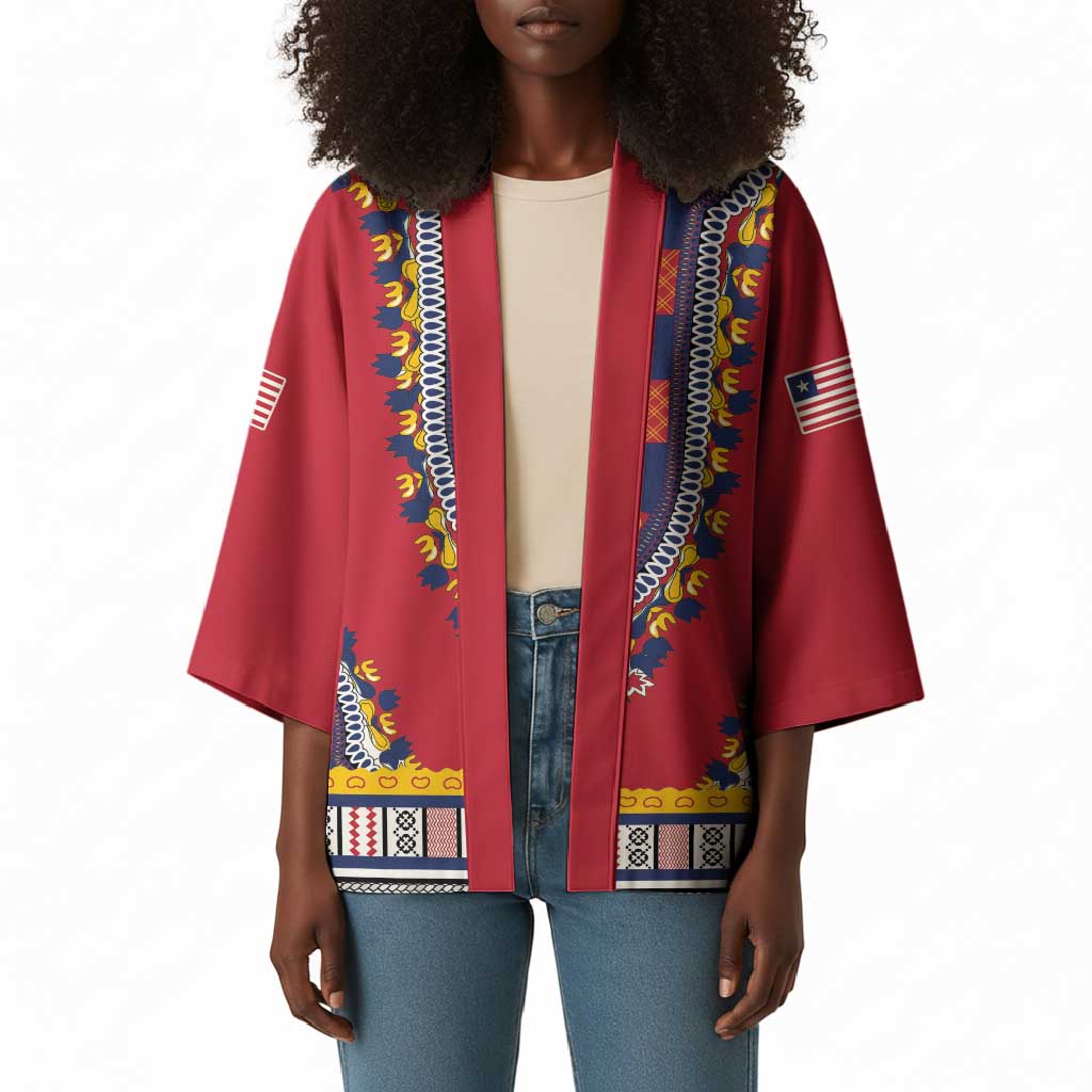 Personalized Liberia Dashiki Kimono Red Color