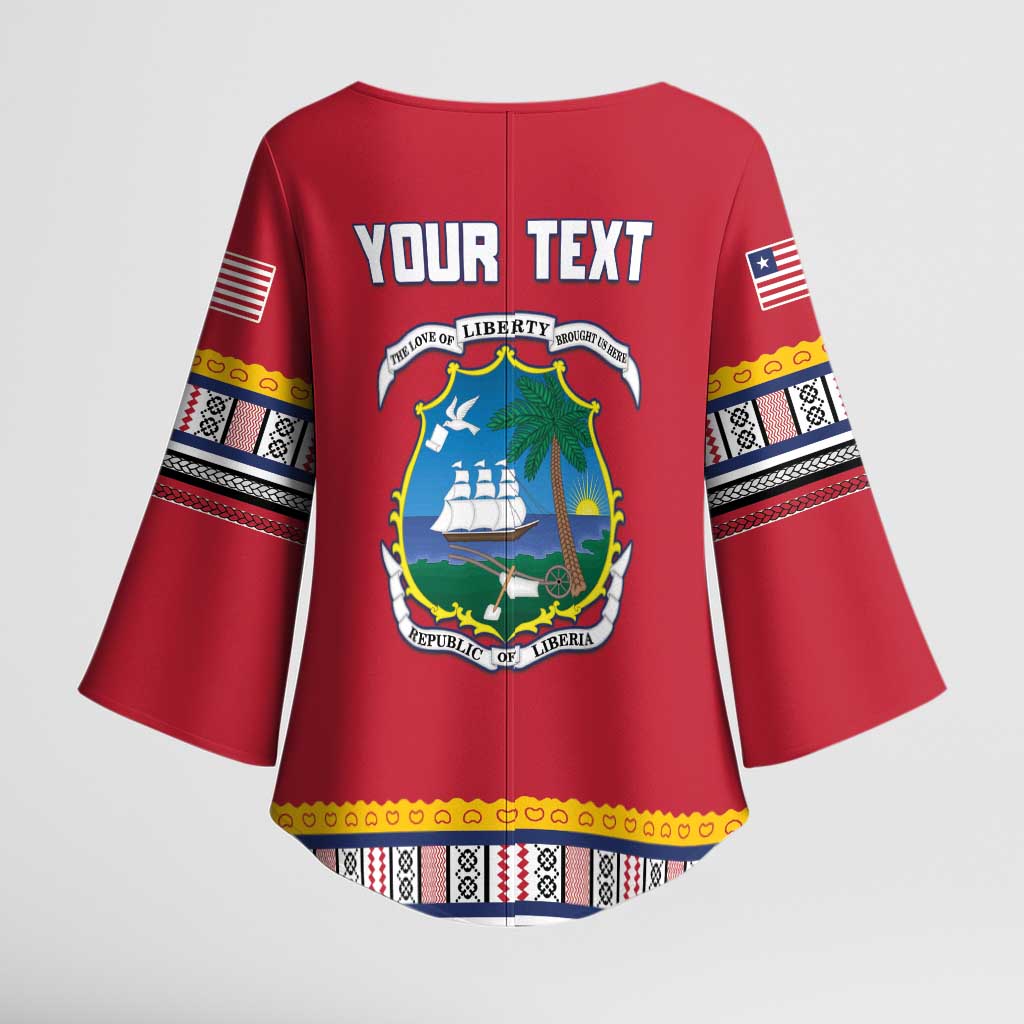 Personalized Liberia Dashiki Kimono Sleeve Blouse Red Color