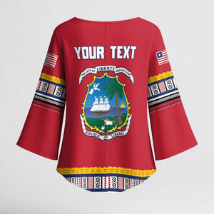 Personalized Liberia Dashiki Kimono Sleeve Blouse Red Color