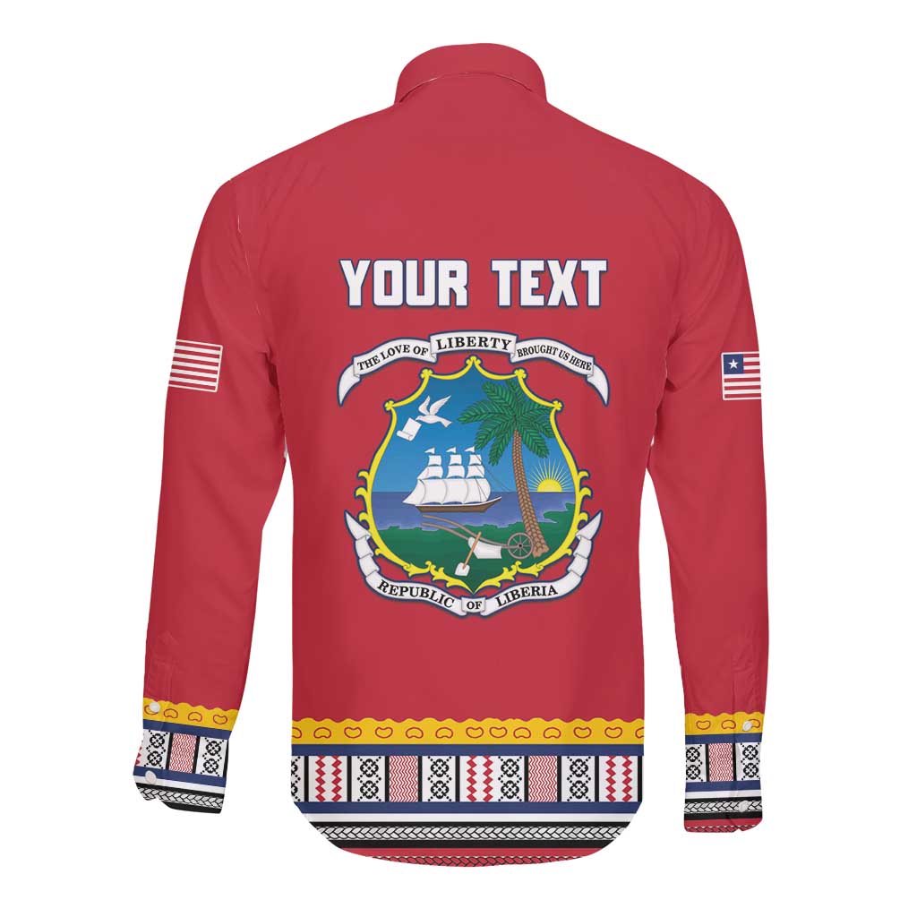 Personalized Liberia Red Dashiki Long Sleeve Button Shirt - African Pride