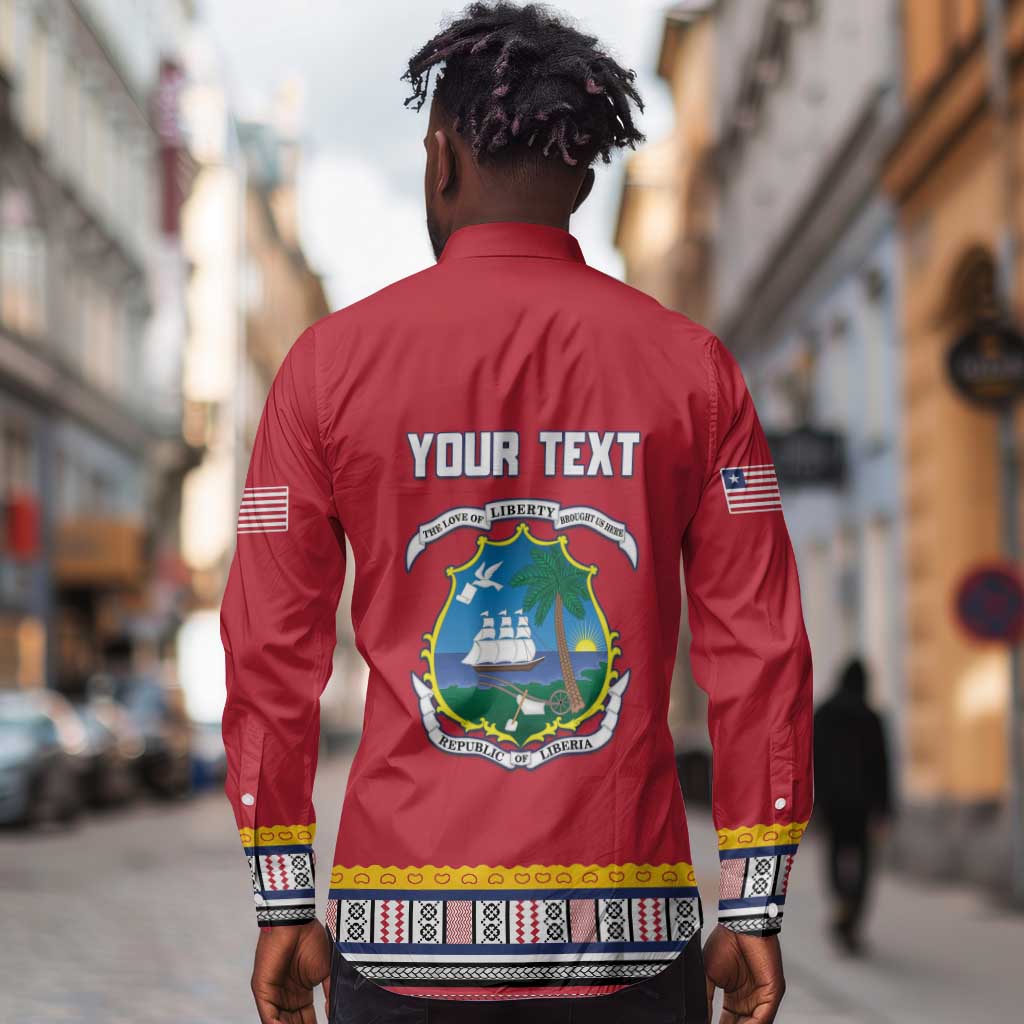 Personalized Liberia Red Dashiki Long Sleeve Button Shirt - African Pride