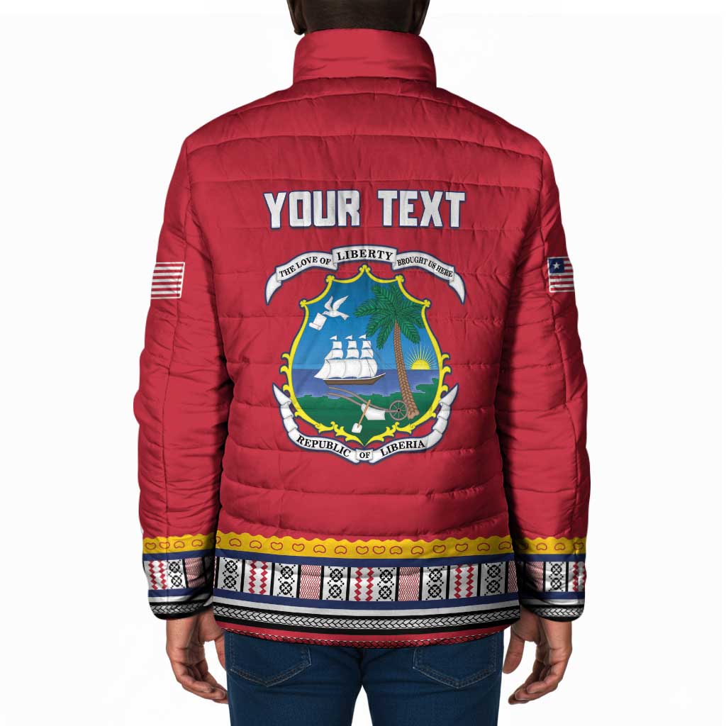 Personalized Liberia Dashiki Padded Jacket Red Color