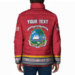 Personalized Liberia Dashiki Padded Jacket Red Color