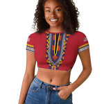 Personalized Liberia Red Dashiki Raglan Cropped T shirt - African Pride