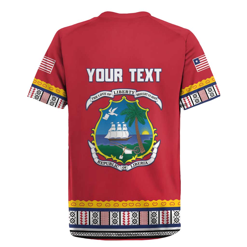 Personalized Liberia Red Dashiki Rugby Jersey - African Pride