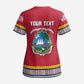 Personalized Liberia Dashiki Scrub Top Red Color - African Pride