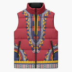 Personalized Liberia Dashiki Sleeveless Puffer Jacket Red Color