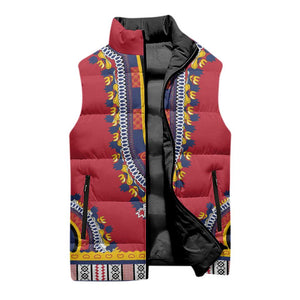 Personalized Liberia Dashiki Sleeveless Puffer Jacket Red Color