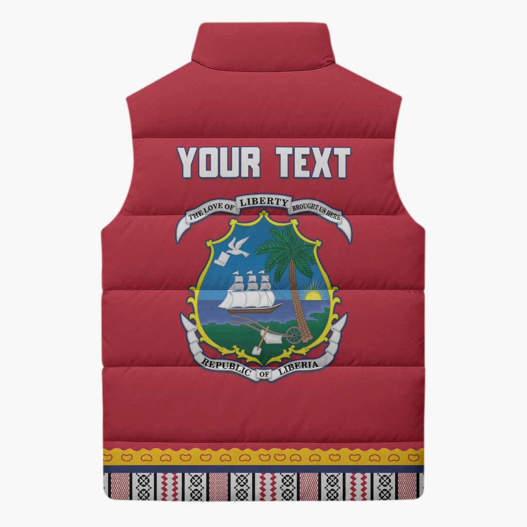 Personalized Liberia Dashiki Sleeveless Puffer Jacket Red Color