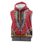 Personalized Liberia Red Dashiki Sleeveless Zip Hoodie - African Pride