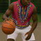 Personalized Liberia Red Dashiki Sleeveless Zip Hoodie - African Pride