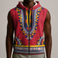 Personalized Liberia Red Dashiki Sleeveless Zip Hoodie - African Pride