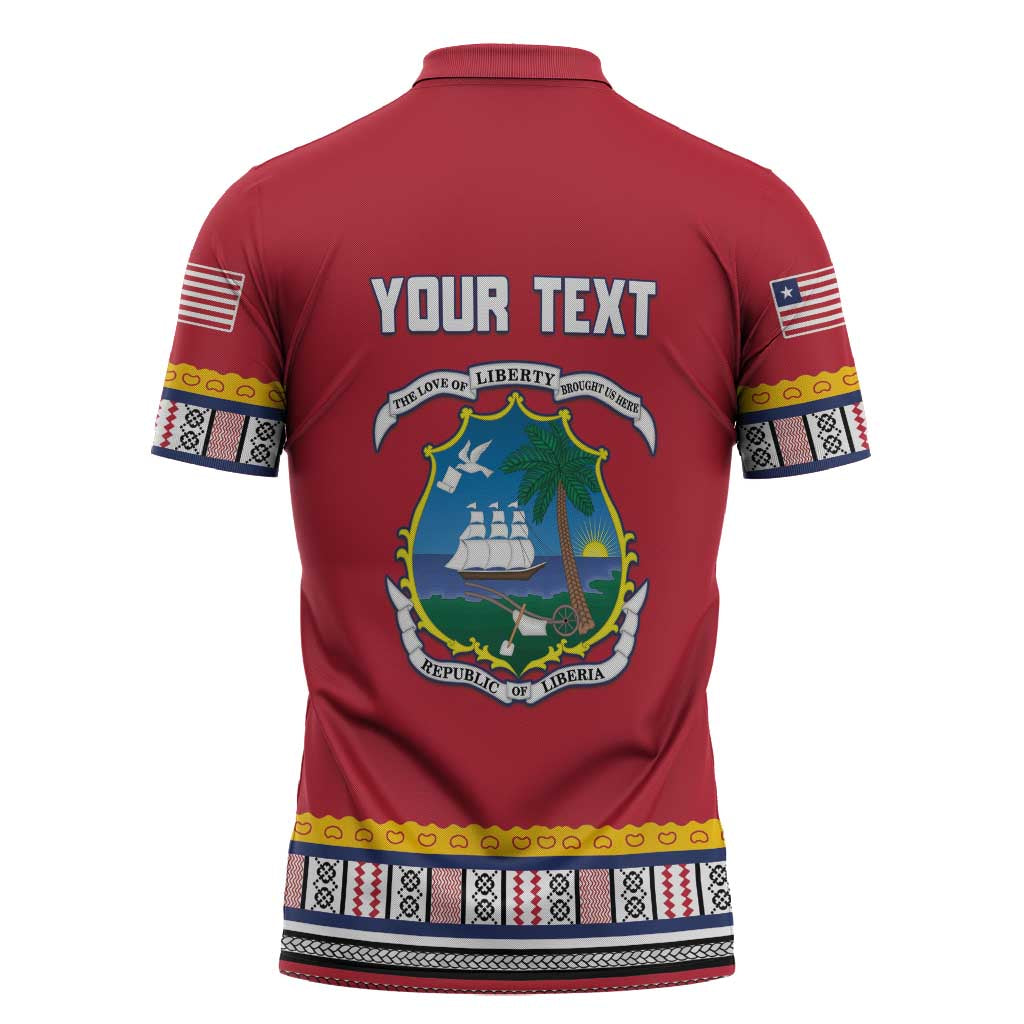 Personalized Liberia Dashiki Zipper Polo Shirt Red Color