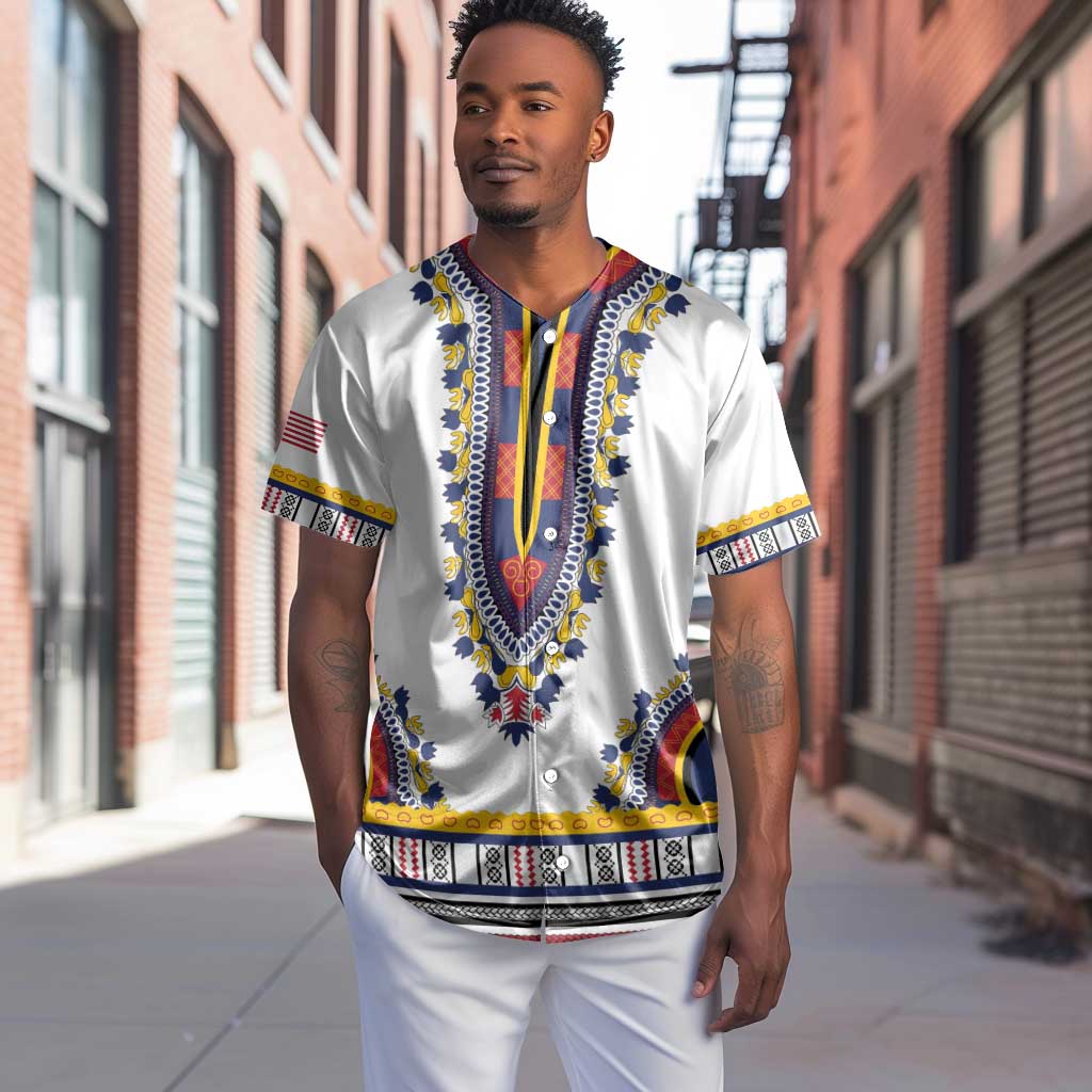 Personalized Liberia White Dashiki Baseball Jersey - African Pride