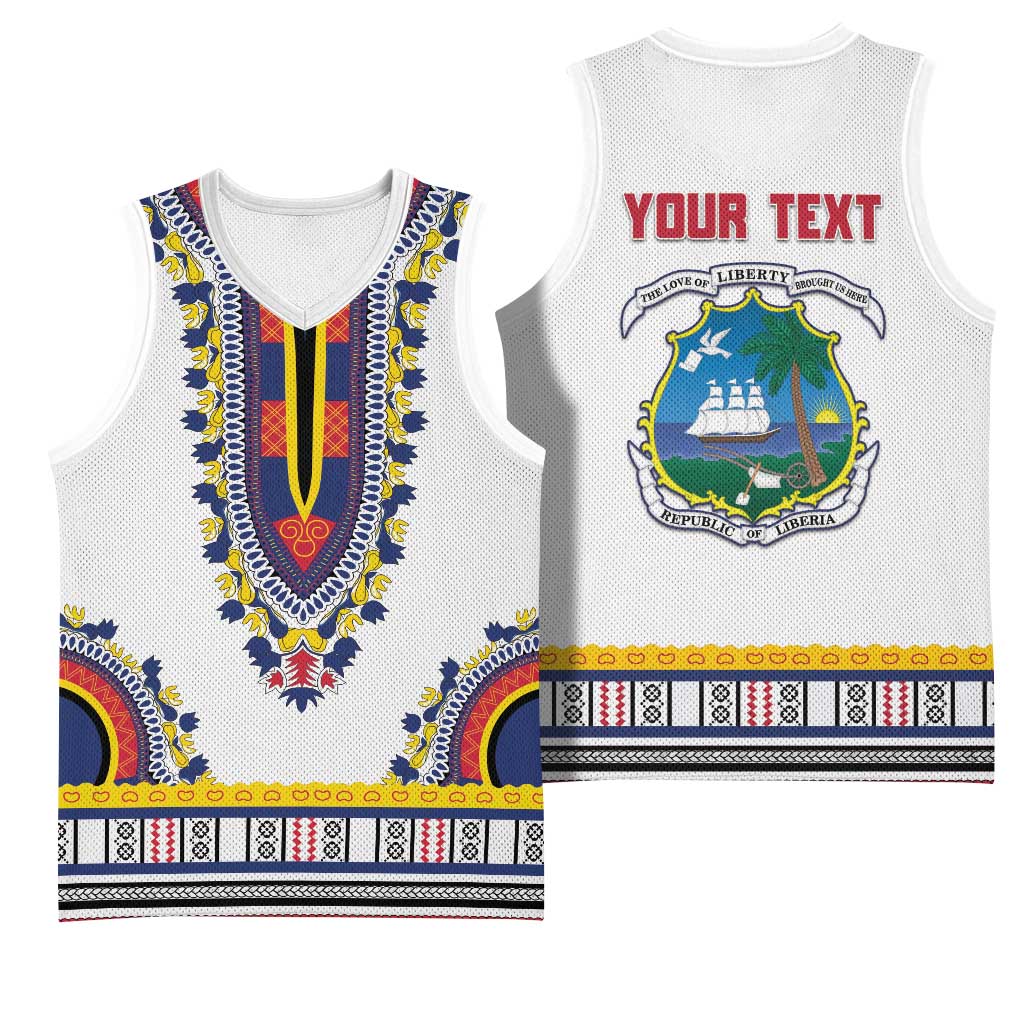 Personalized Liberia White Dashiki Basketball Jersey LT15