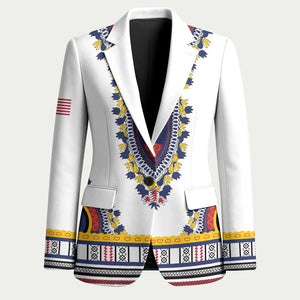 Personalized Liberia Dashiki Blazer White Color