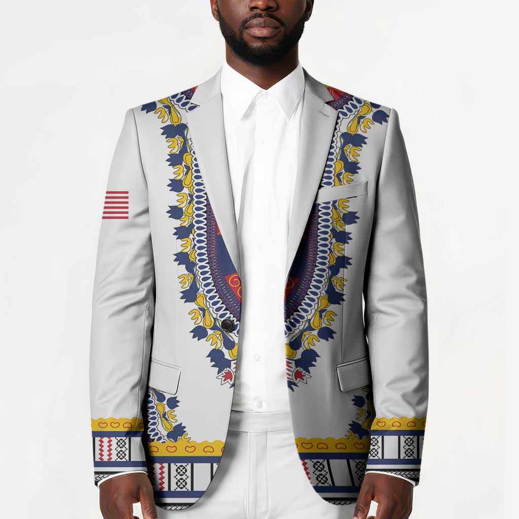 Personalized Liberia Dashiki Blazer White Color