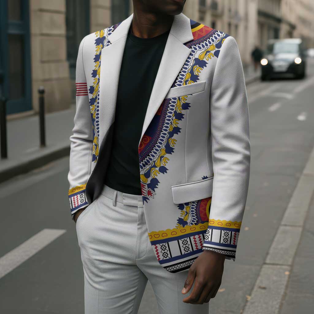 Personalized Liberia Dashiki Blazer White Color