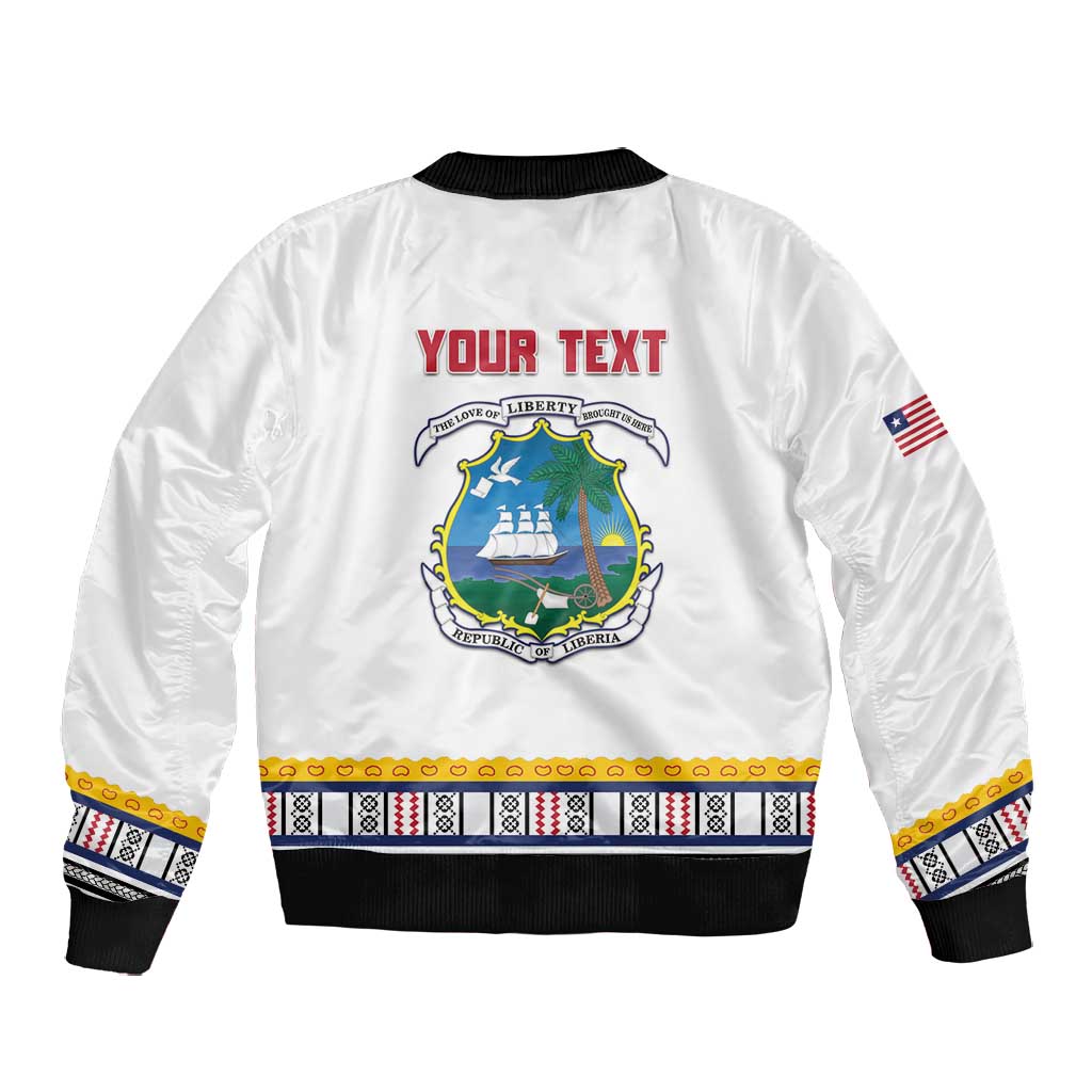 Personalized Liberia White Dashiki Bomber Jacket - African Pride