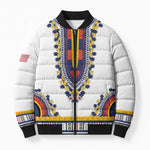 Personalized Liberia Dashiki Bomber Puffer Jacket White Color