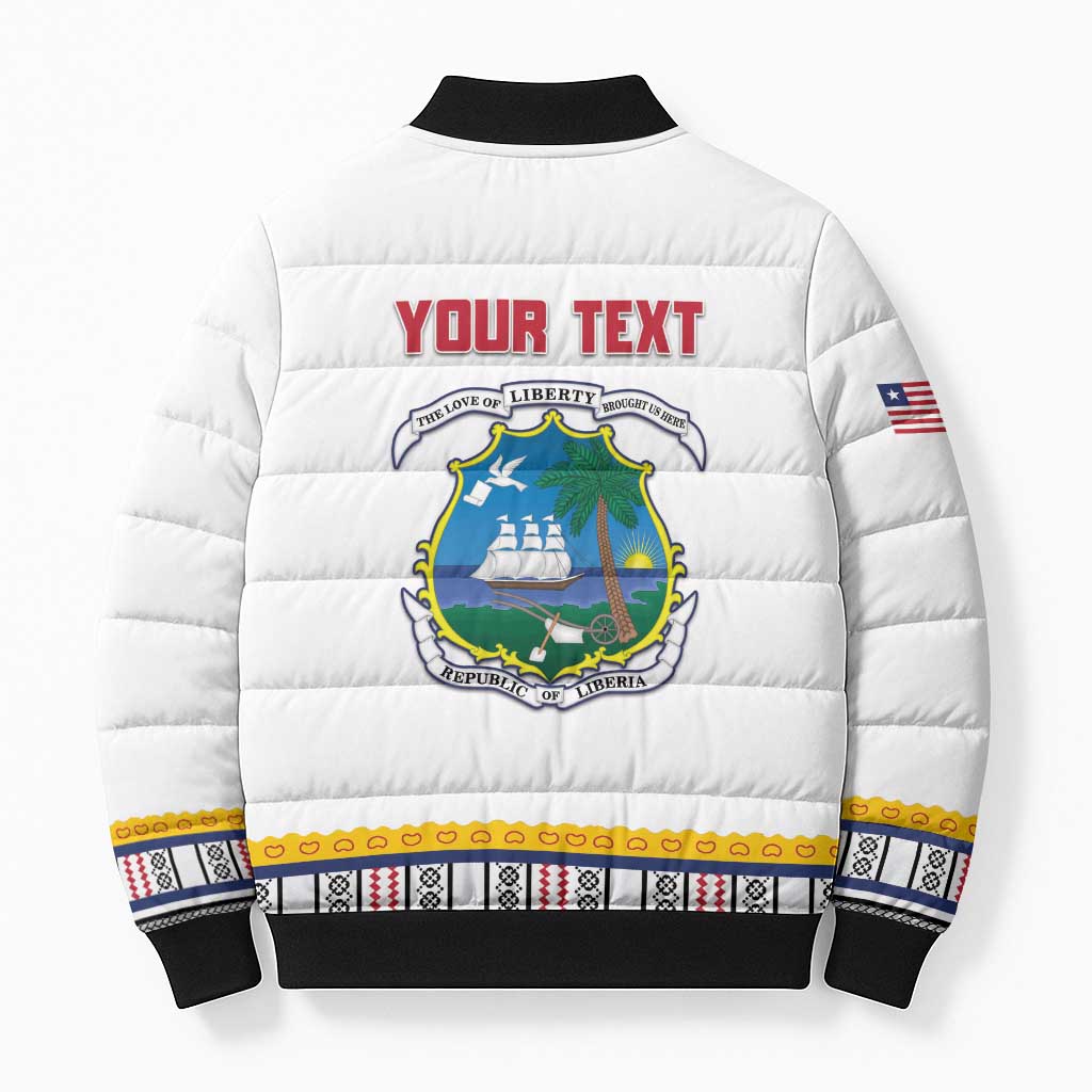 Personalized Liberia Dashiki Bomber Puffer Jacket White Color