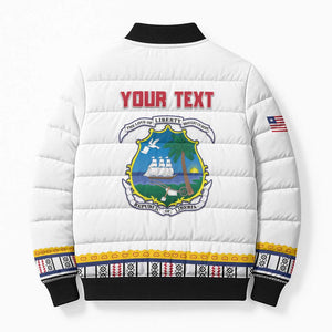 Personalized Liberia Dashiki Bomber Puffer Jacket White Color
