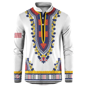 Personalized Liberia Dashiki Button Sweatshirt White Color