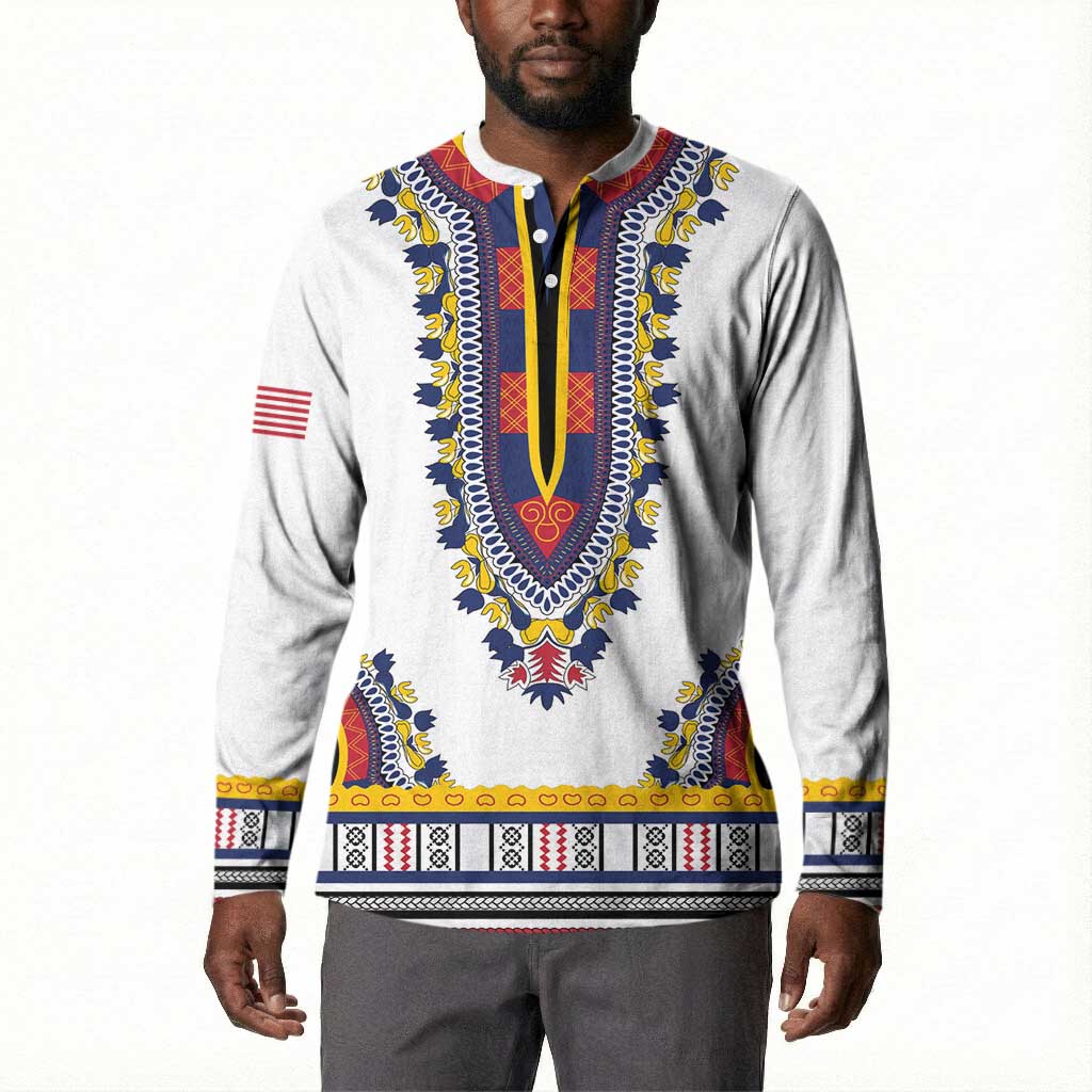 Personalized Liberia Dashiki Button Sweatshirt White Color