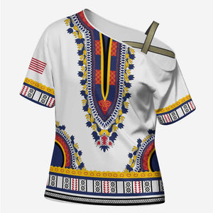 Personalized Liberia Dashiki Cross Shoulder Shirt White Color
