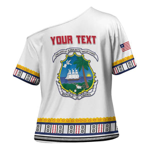 Personalized Liberia Dashiki Cross Shoulder Shirt White Color