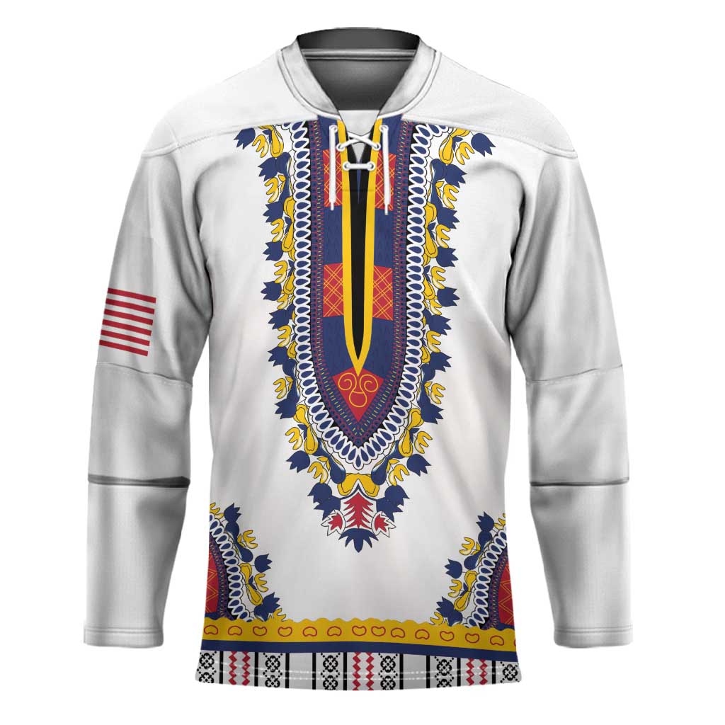 Personalized Liberia Dashiki Hockey Jersey White Color